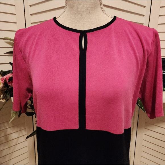 MISOOK PETITE COLORBLOCK BLOUSE BLACK / PINK SLIT SLEEVE SIZE MED - Picture 2 of 5